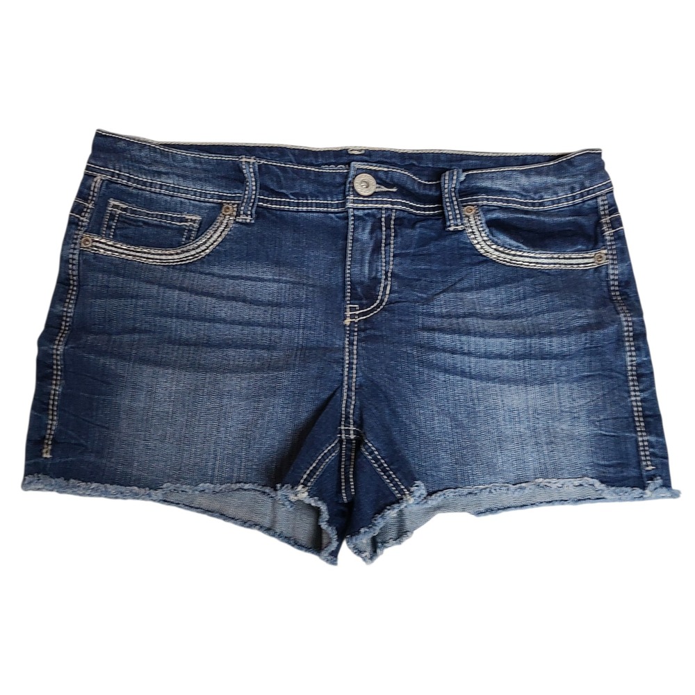 Maurices Women's Thick Stitch Cut Off Denim Stretch Shorts Blue Size 11/12